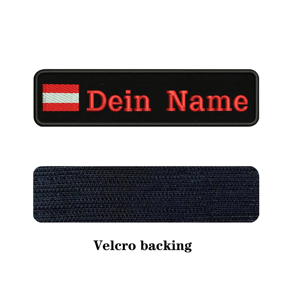 Rose red-Velcro Вышивка на заказ Австрийский флаг имя или заплатка с текстом 10 см* 2,5 см значок Железная на или липучке Подложка для одежды брюки рюкзак шляпа - Цвет: Rose red-Velcro