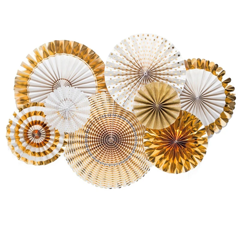 Набор золотых украшений для вечеринки бумажные вееры с конфетти латексные