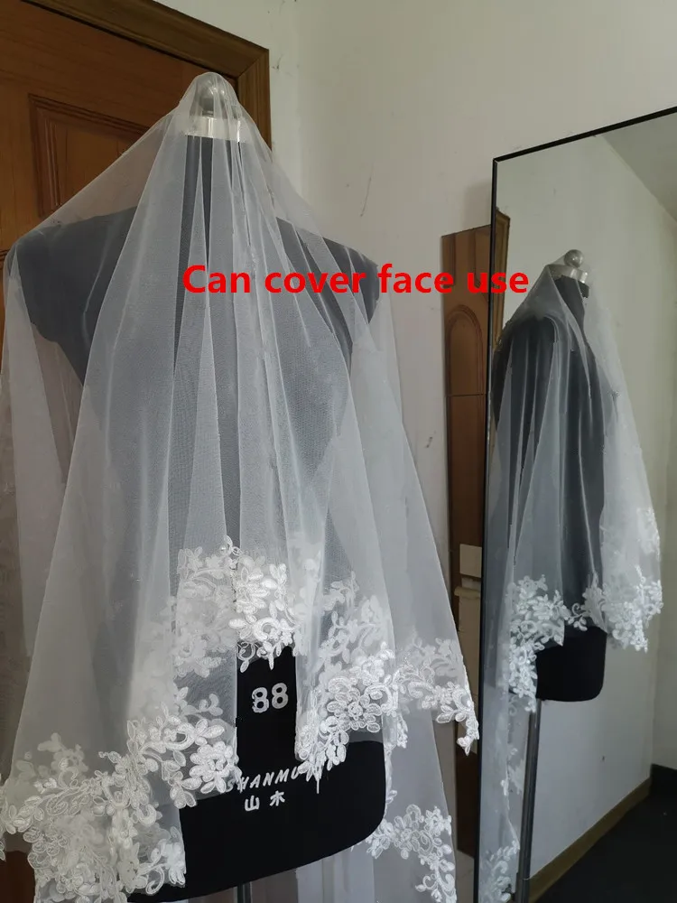 Real Photos Wedding Veil 3m Long Comb Lace Mantilla Cathedral Bridal Veil Wedding Accessories