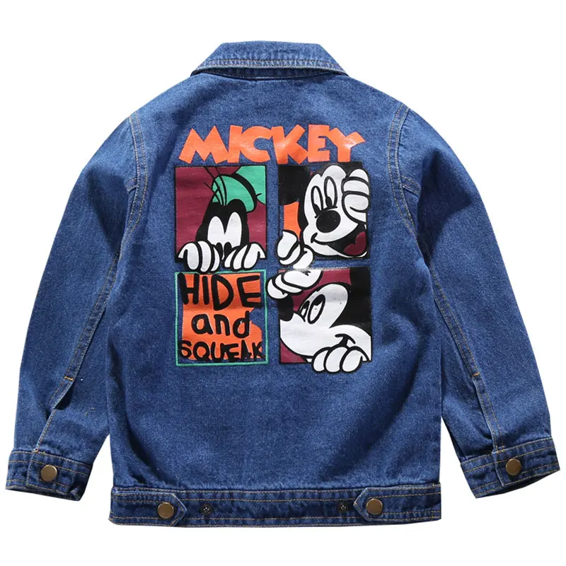 Mickey Denim Jacket For Boys Fashion Coats Children Clothing Autumn Baby Girls Clothes Outerwear Cartoon Jean Jackets Coat