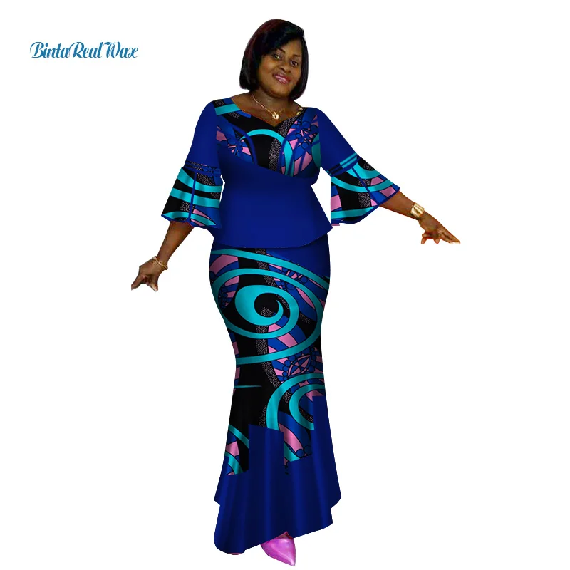 Bazin Riche африканские топы и юбки комплекты для женщин Африканский принт Дашики