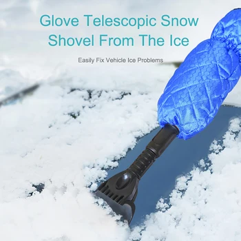 

Winter Car Vehicle Snow Shovel Plus Velvet Gloves Non-freezing Hand Retractable Snow Ice Scraping Snow Remover Frost Tool