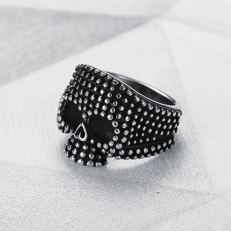 

Hot Sales AliExpress Hot Sales Simple Punk Style Men's Modeling Skull Shape Bump Pitting Titanium Steel Ring