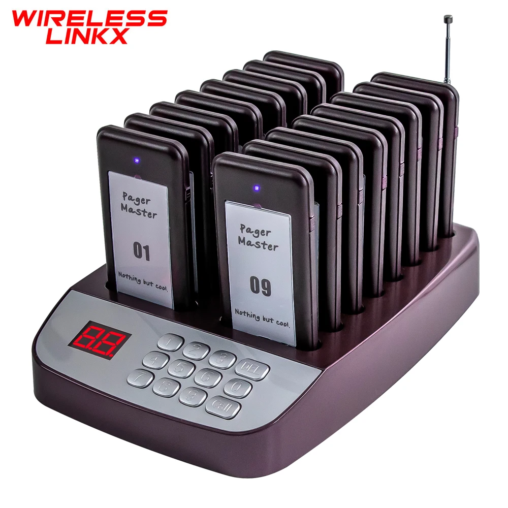 Wirelesslinkx Restaurant Buzzer Pager Wireless Paging Guest Calling System for Cafe Dessert Shop Church Food Truck / Court