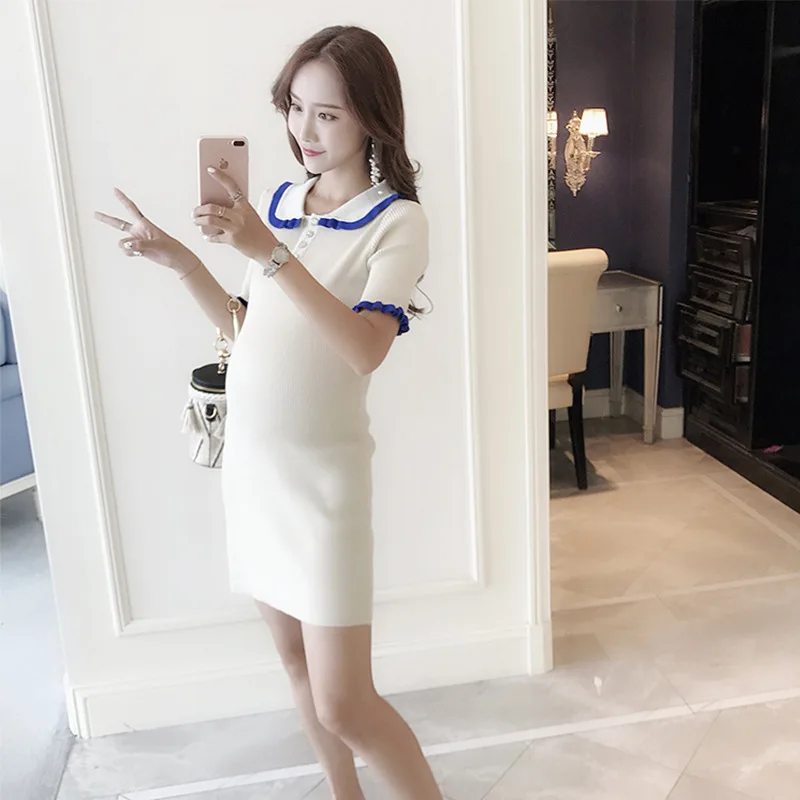 

2018 Fashion Maternity Clothes New Style Korean-style Fashion Mom Summer Elasticity Fashion Models Skirt Jersey Dress