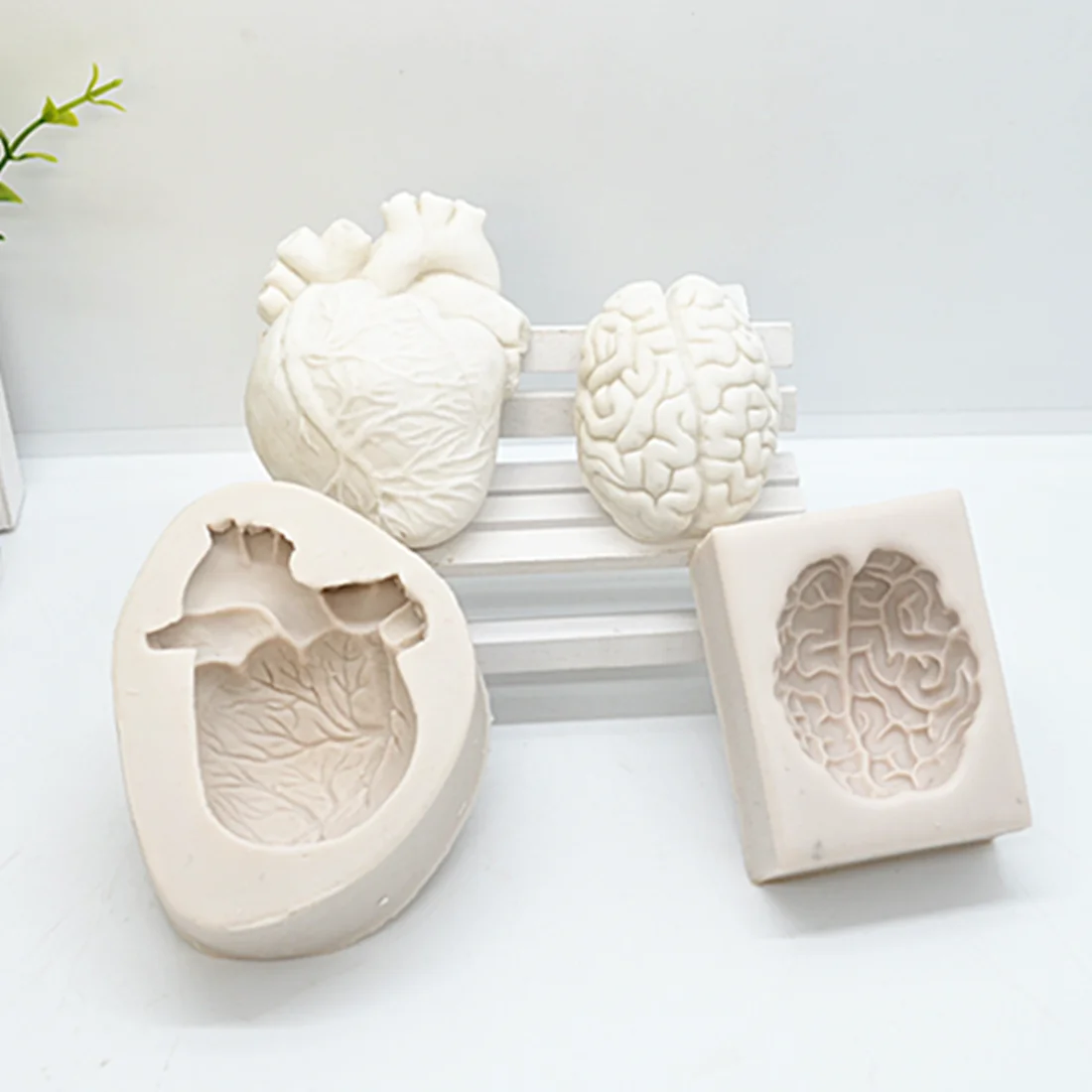 

2pc 3D Heart And Brain Silicone Fondant Mold For Baking Cake Decorating Tools Cake Resin Molds Kitchen Baking Accessories FM2004