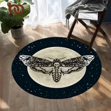 Постельные принадлежности Outlet Death Moth, круглый коврик, готический череп, напольный коврик, Бабочка, луна, звезда, ковер для гостиной, коврик из полиэстера, Прямая поставка