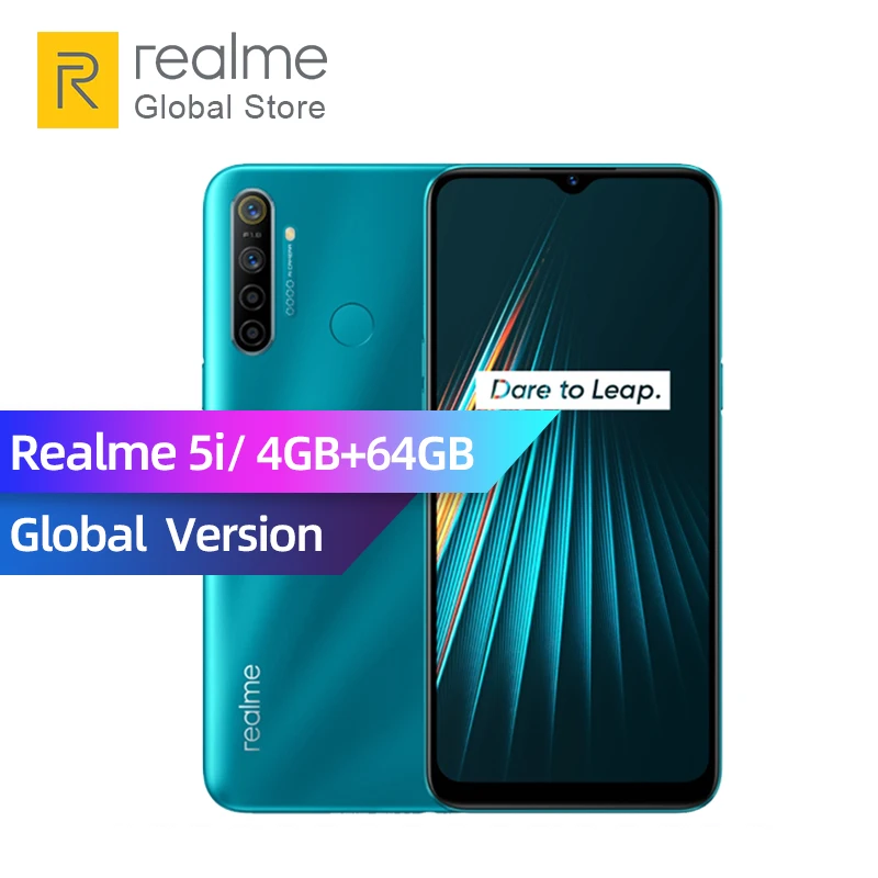 

Global Version realme 5i 4GB RAM 64GB ROM Snapdragon 665 AIE Mobile Phone 12MP Quad Camera 6.5'' Cellphone 5000mAh Smartphone