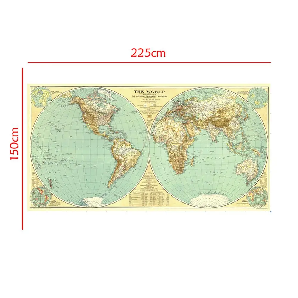 

The Earth Elevation Profile 150x225cm World Map with Time Zones No National Flags For Culture And Education