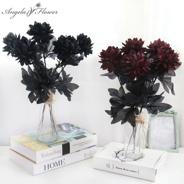 Black Artificial Flowers Wholesale  Black Artificial Flowers Home - 5pcs  Black - Aliexpress