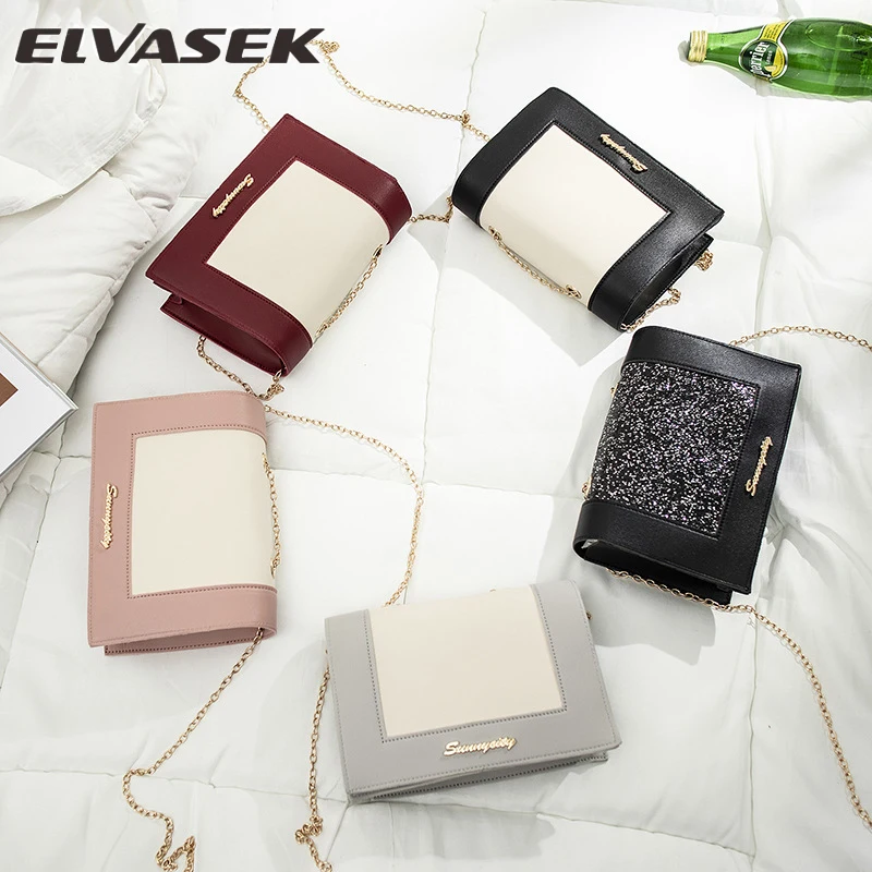 

ELVASEK Summer one-shoulder chain small bag female 2019 on the new Messenger bag wild natural fashion small square bag