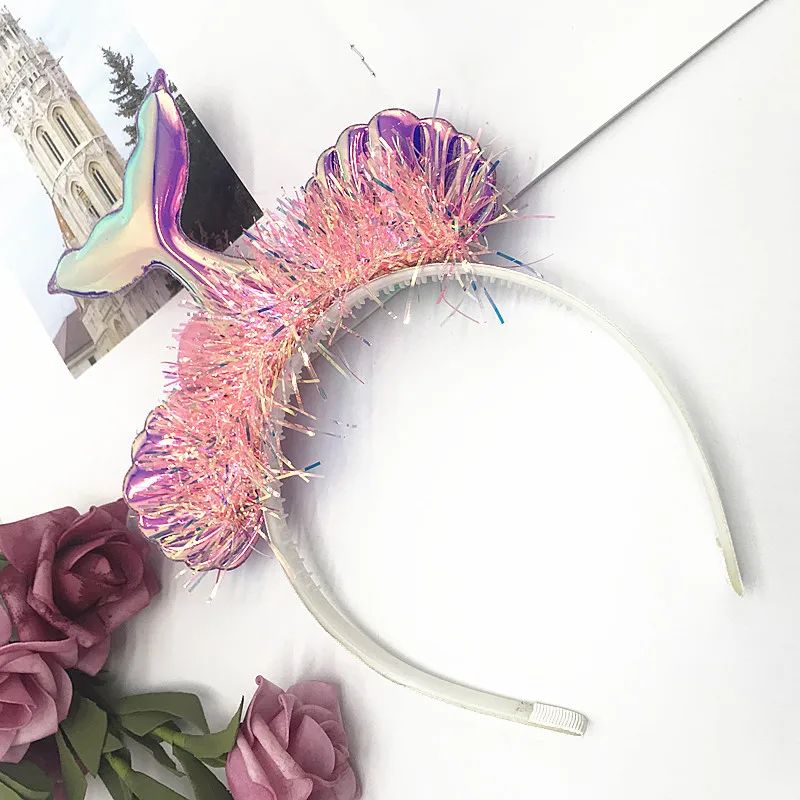 1pc Laser Leather Mermaid Tail Headbands Boho Beach Shell Headwear Tassel Theme Party Cosplay Headdress Hairbands | Детская одежда и