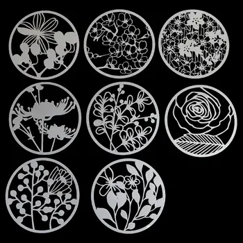 

8Pcs Round Grilles Drawing Molds Plastic Children Painting Stencils DIY Paper Art Craft Card Label Scrapbook Bookmark Educationa