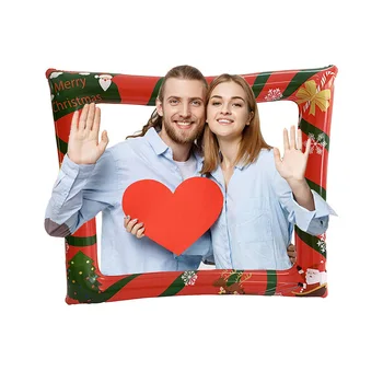 

Christmas Inflatable Photo Frame, Decorative Prop, Creative Home Decoration DIY Holiday Snowflake Santa Printed Crafts