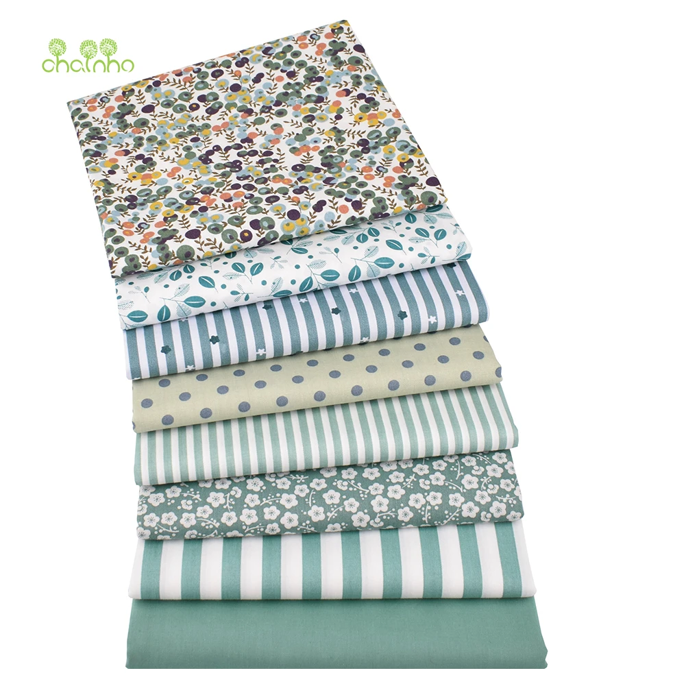 Printed Twill Cotton Fabric,Pea Green Color Series,Patchwork Clothes For DIY Sewing Quilting Baby & Child's Bedclothes Material