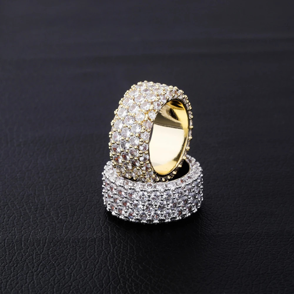 AAA+ кубический цирконий вымощенные Bling Iced Out круглые кольца на пальцы для мужчин и женщин очаровательные CZ кольца мужские хип-хоп рэппер ювелирные изделия подарок