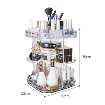 

Acrylic 360-degree Rotating Makeup Organizer Case DIY Detachable Cosmetics Jewelry Storage Box Fashion Brands Transparent