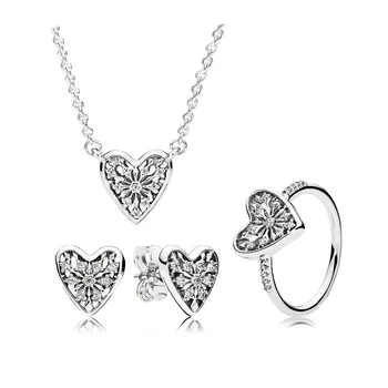 

NEW 100% 925 Sterling Silver Original Hearts of Winter Earring Studs Ring Necklace Set CS1728 196371CZ 296368CZ 396370CZ