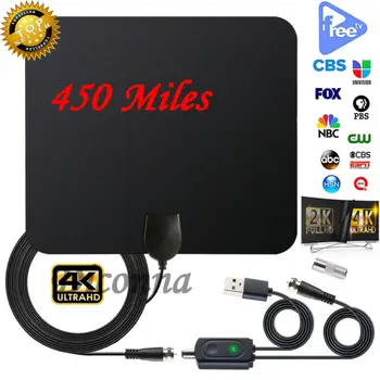 

4K 1080P HDTV Digital TV Aerial 450 Miles Indoor Antenna Signal Booster Receiver