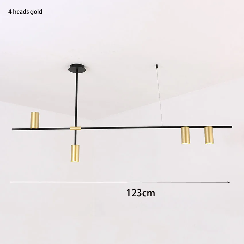 Nordic светодиодный подвесной Точечный светильник светильников 3/4/9/12 светильник s золотистая полоска подвесной светильник для гостиной ресторана бара светильник - Цвет корпуса: 4 heads