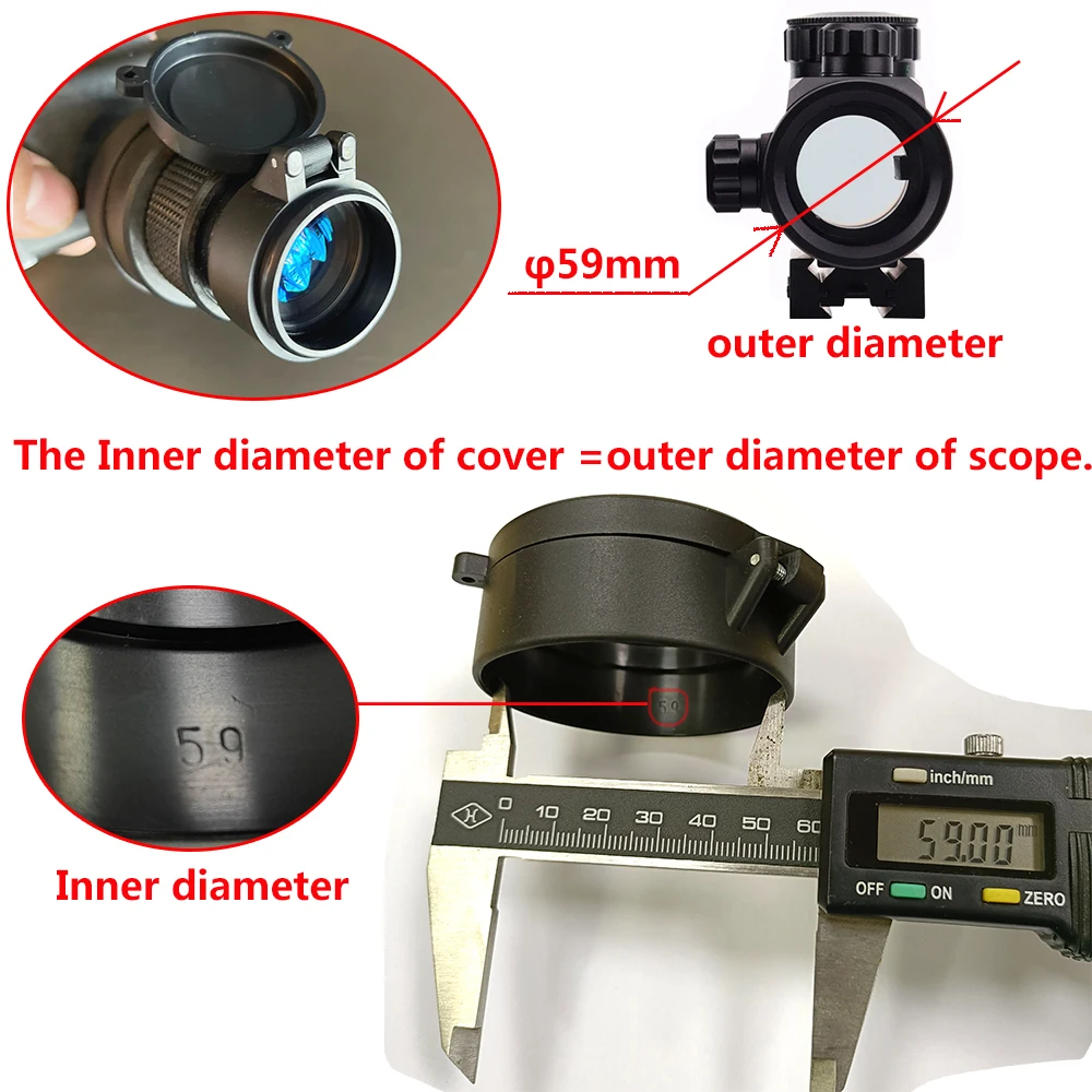 Rifle Scope Lens Cover Flip Spring Up Quick Open Lens Dust Cover Protection Cap Different Size Airsoft Gun Caliber 37-0072 rifle scope lens cover,rifle scope protector