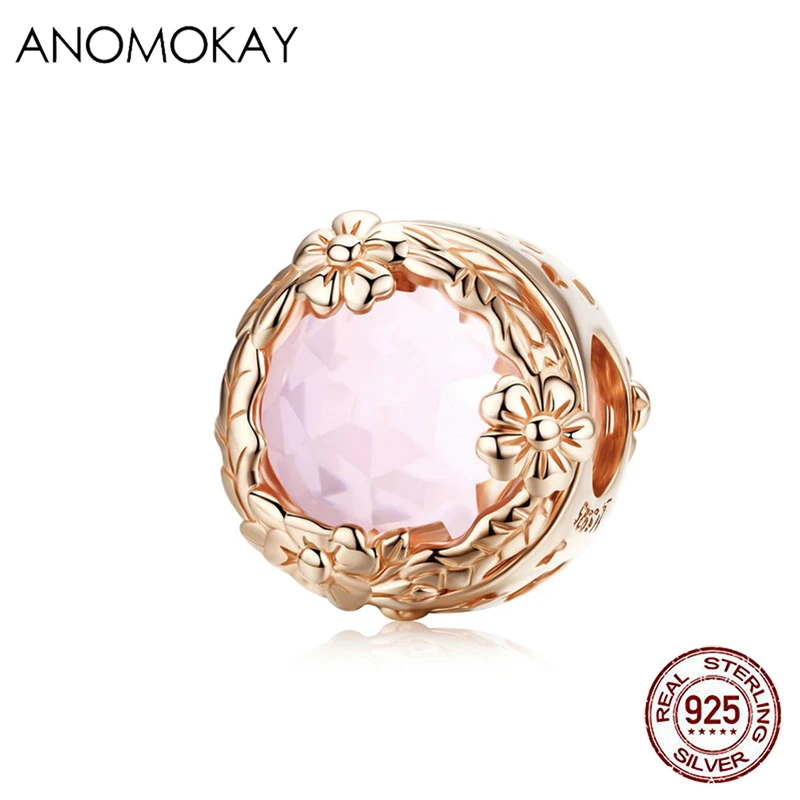 Anomokay Розовое золото Цвет Бабочка кружева гардон круглые бусины подходит браслет