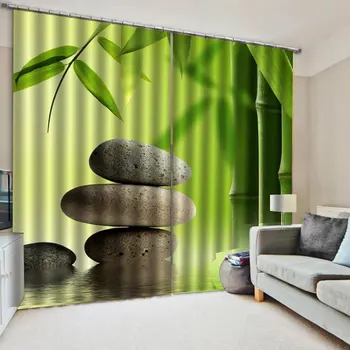 

Bamboo Stone Curtain for Bedroom Home Fashion Mix & Match Tulle Sheer Lace & Blackout Curtain Set