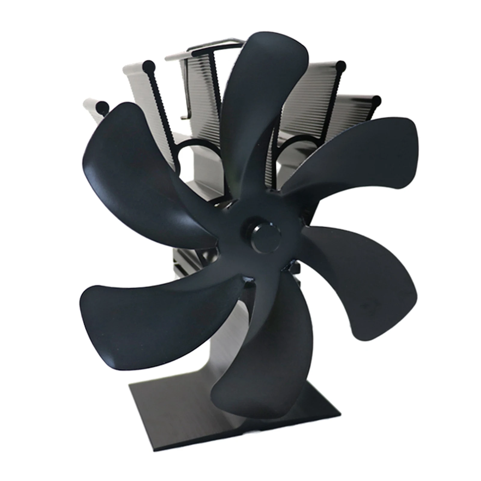 Large 6 Blade Heat Powered Wood Stove Eco Fan Ultra Quiet Fireplace Wood Burning Fan for Efficient Heat Distribution – Black