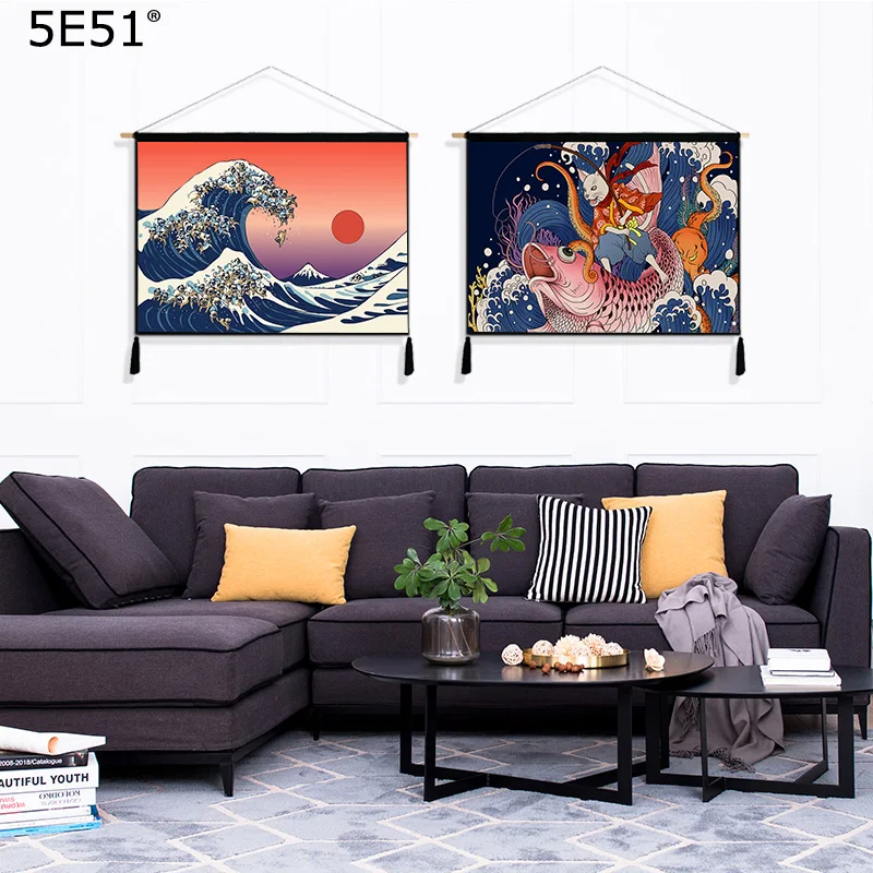 Японские ukiyoe картины холст хлопок и лен гобелен настенные покрытия 64*44 см