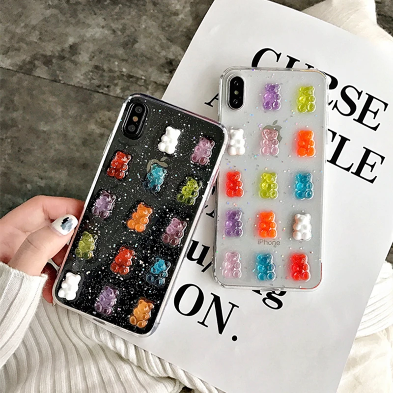 Милый чехол KEXIN с объемным медведем конфетный цвет для iPhone 11 Pro XS MAX XR 6 7 8 6s Plus