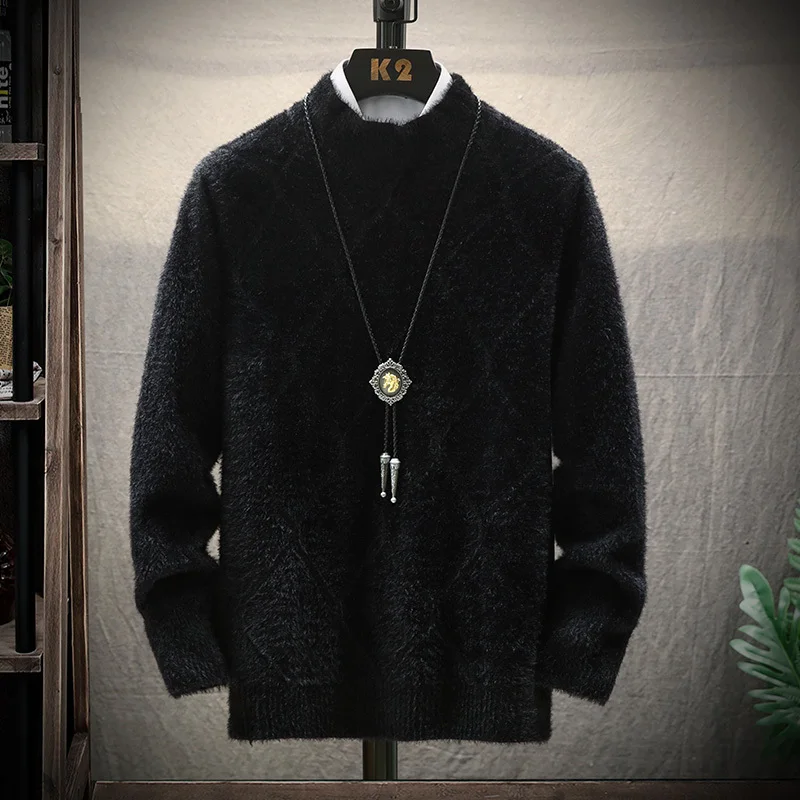 Winter Plaid Sweater Men Warm Fashion Sweter Clothes Solid Color Casual Knit Sweaters Man Loose Long Sleeve Pullover Men M-3XL Winter Plaid Sweater Men Warm Fashion Sweter Clothes Solid Color Casual Knit Sweaters Man Loose Long Sleeve Pullover Men M-3XL