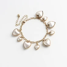 Модные Золотые сверкающие браслеты с подвесками для женщин бусины в форме сердца винтажные Браслеты Романтические Драгоценности подарок