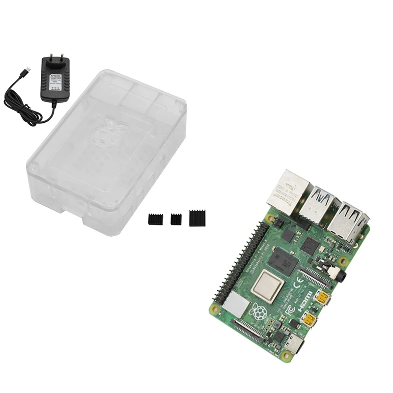 Для Raspberry Pi 4B ABS черный чехол 2G ram DIY Kit с радиатором 5V 3A адаптер питания для Raspberry PI 4