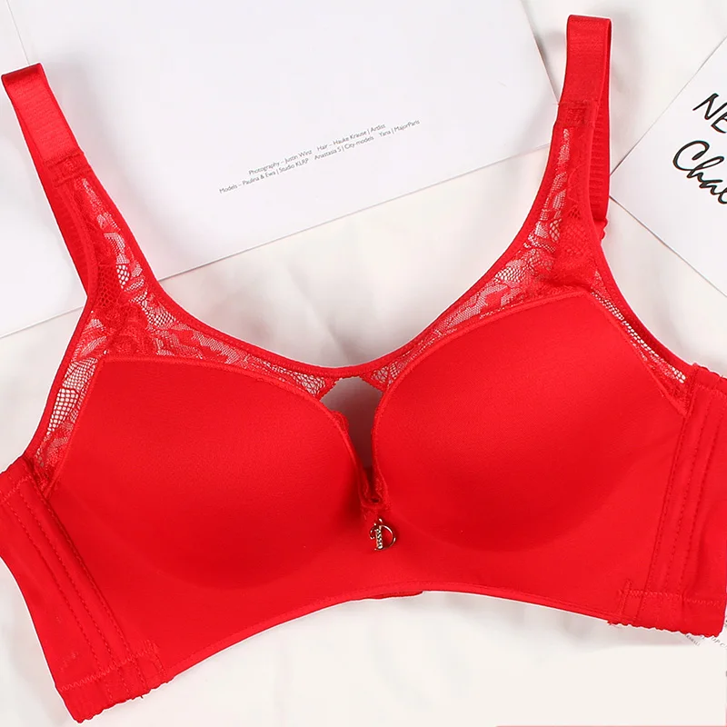Red Wasteheart, женский, модный, красный, синий, без косточек, без косточек, с вырезами, цельный бюстгальтер, хлопок, чашечка A B, бюстгальтер для девушек, нижнее белье, женский бюстгальтер - Цвет: Red