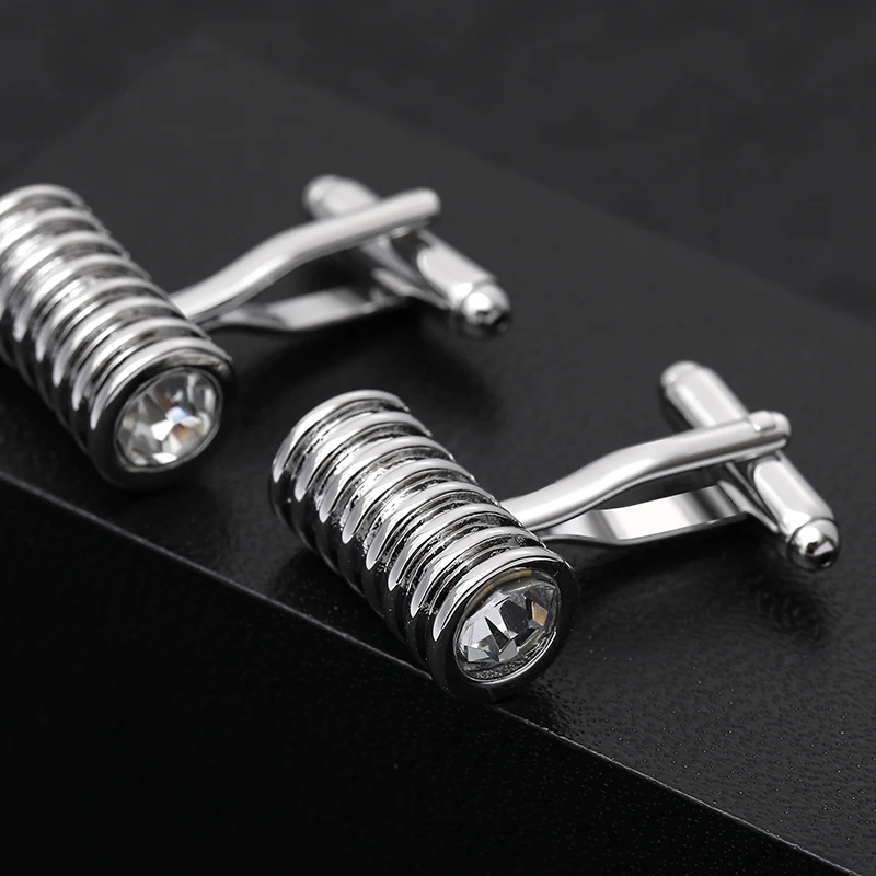 new arrival men's fashion cufflinks silver color creative tube shape cufflinks high quality jewelry accessories