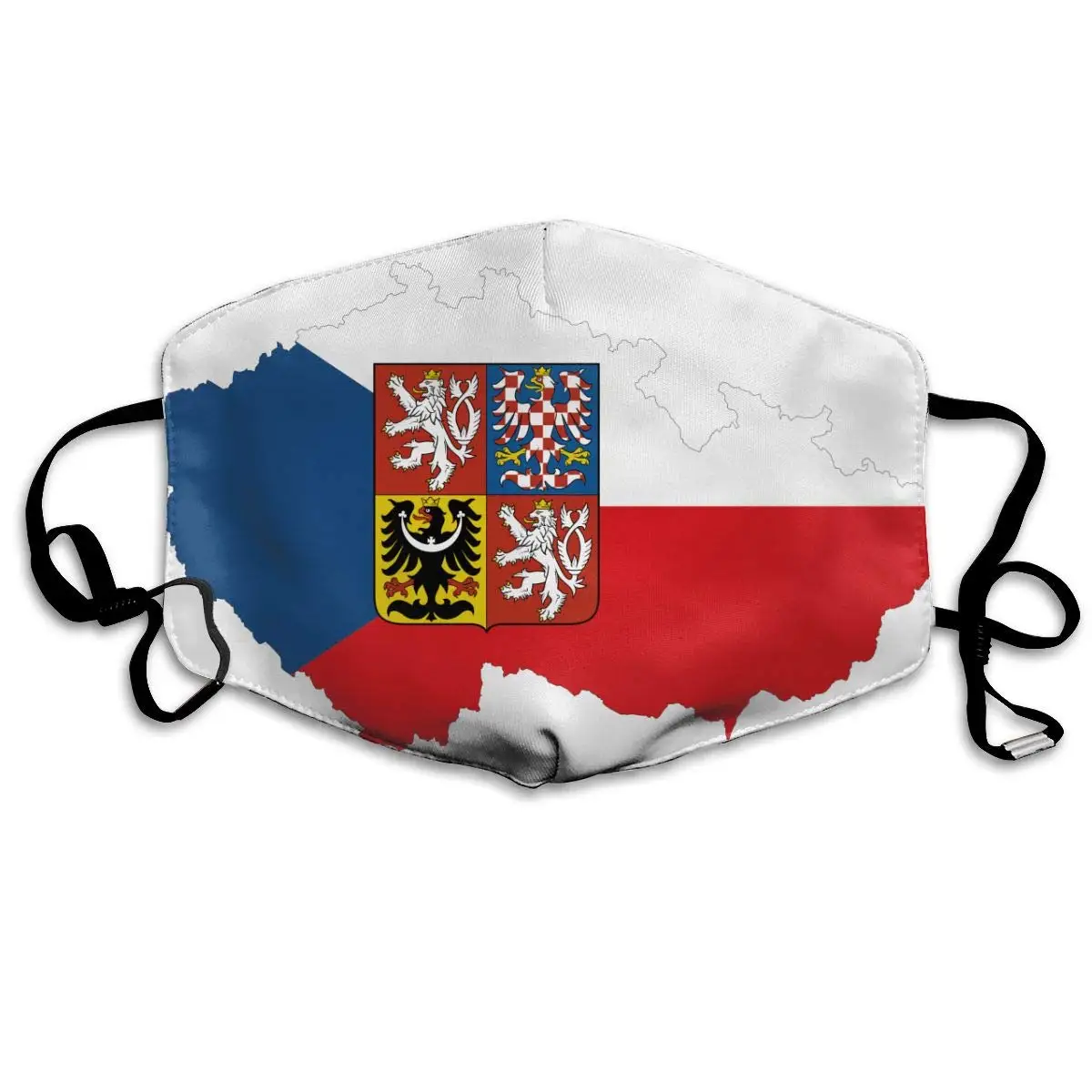 Маска для лица многоразовая моющаяся с картой Чехии регулируемыми петлями |