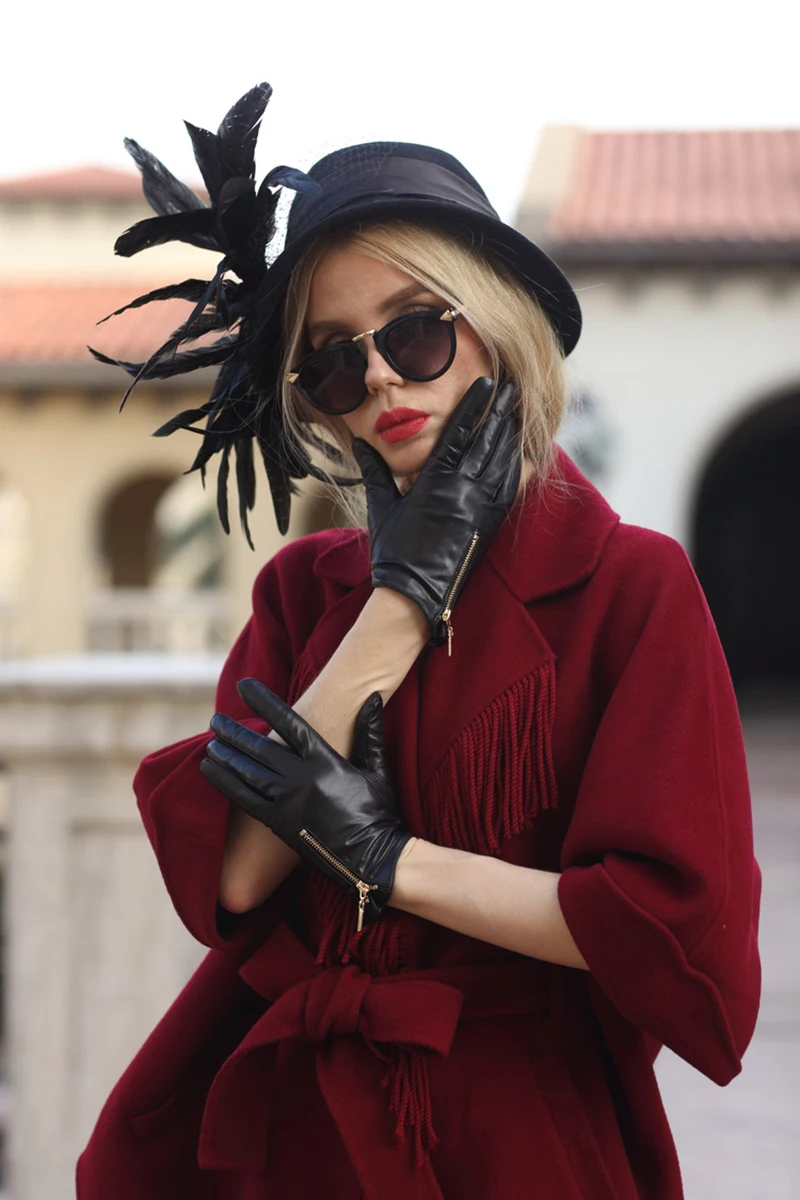 Warm Fluff Real Leather Black Gloves Soft Lining High quality Mittens Winter 100% Genuine Leather Gloves 6 H6ccd2079e22f4b0f8eae84bf4ae30c20c