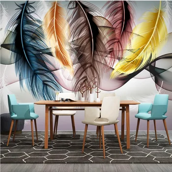 

Milofi manufacturers custom hand-painted feathers living room bedroom background wallpaper mural