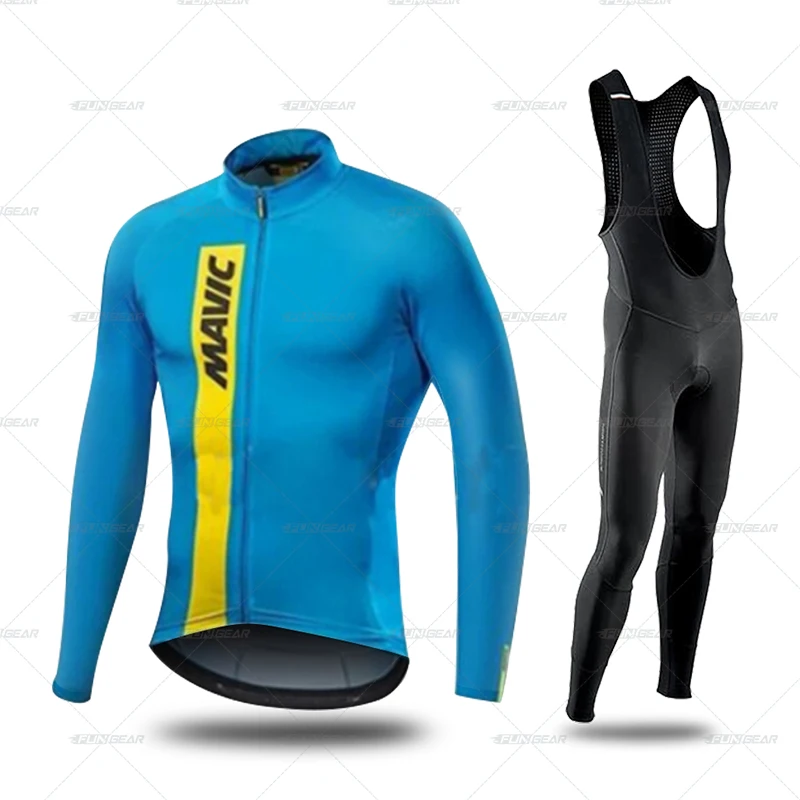 Одежда для велоспорта Весна Осень Джерси наборы мужская одежда с длинным рукавом набор Pro Team MTB Maillot Ropa Ciclismo велосипедные брюки набор - Цвет: Bib Cycling Set