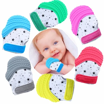 

Cartoon Molar Gloves Baby Dental Care Food Grade Silicone/Polyester Grind Teeth Tools Bite Chew Toys Anti-bite Hand Protection