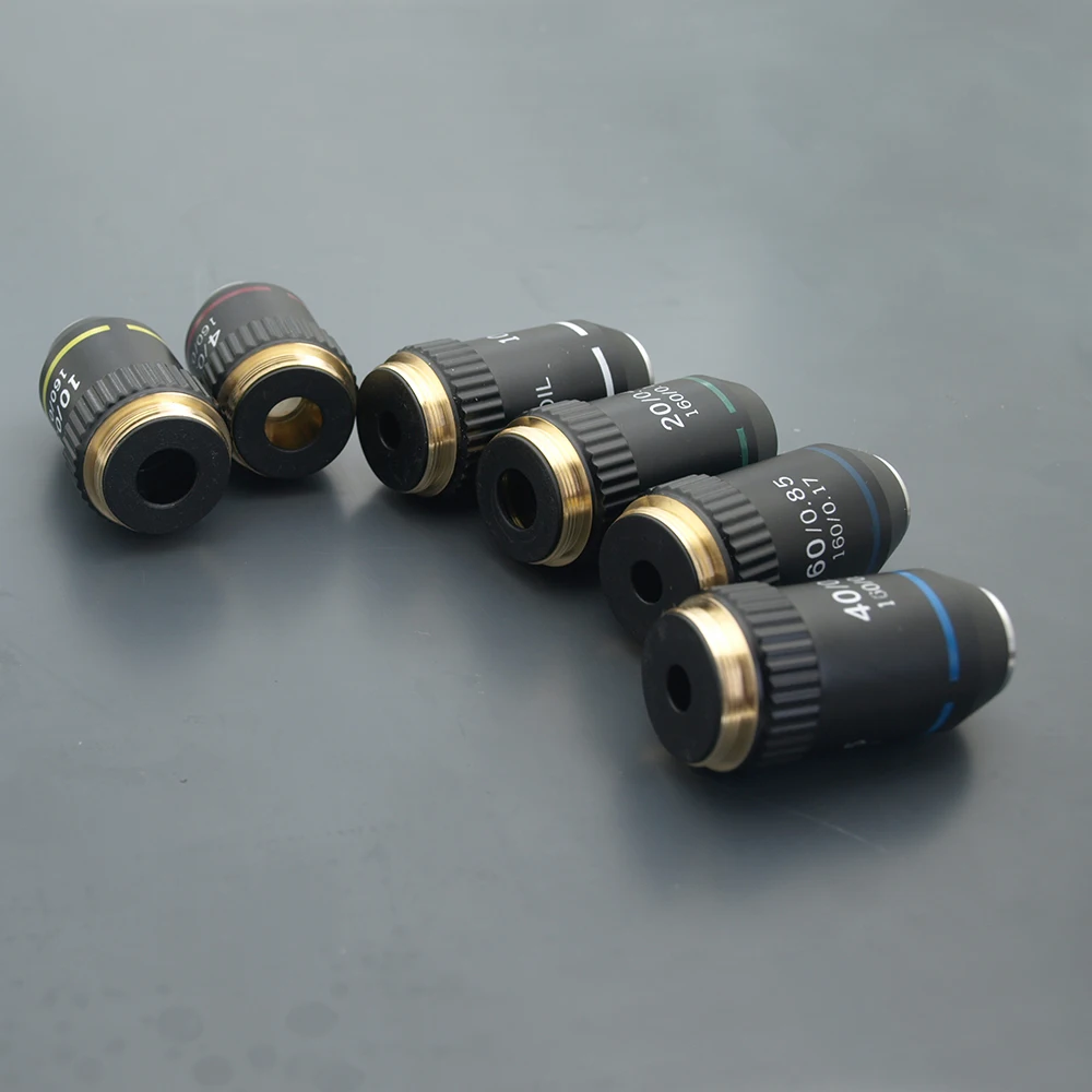 Optical Instruments Zoom Lens 195 Black Achromatic Objective 4X 10X 20X 40X 60X 100X Microscope Objective Lens RMS 20.2mm Parts