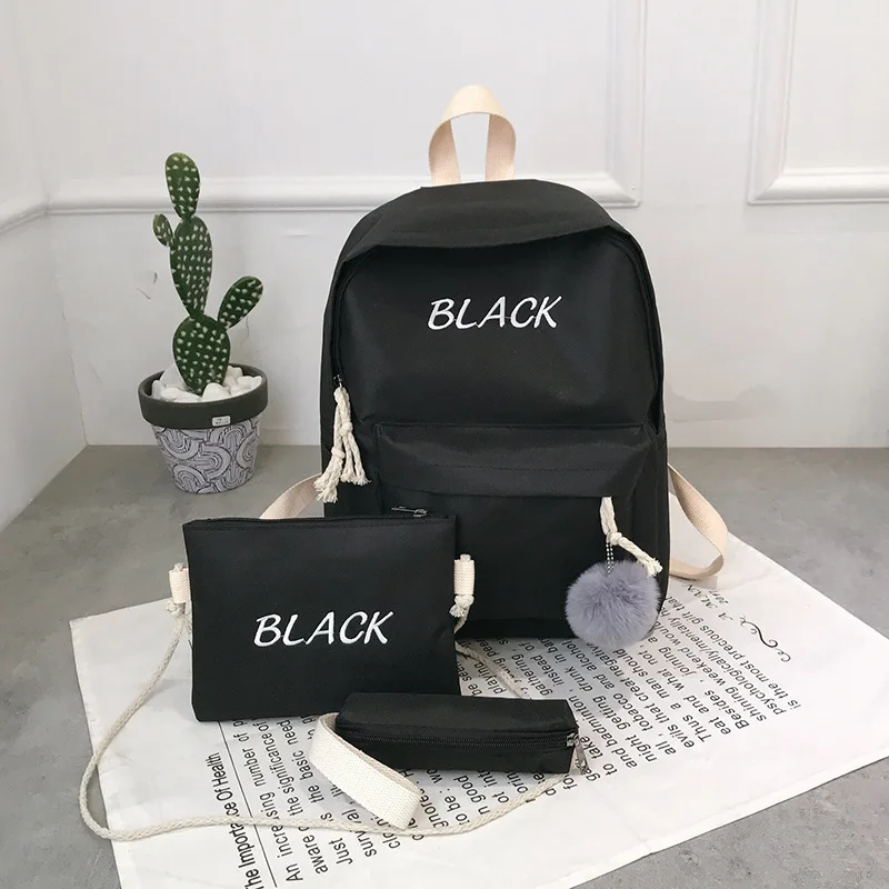 Back-Packs Schoolbag Cheap Bag-Set Satchel Black Girls Women Letter Unisex for Boys 3pcs