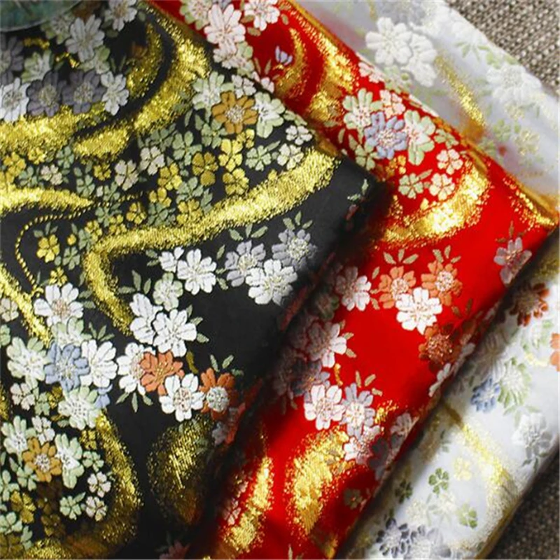 Metallic Embroidery Brocade Fabric Jacaquard Japanese Style Shiny Flowers for Suit Dress DIY Girl Coat Garment