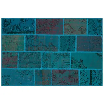 

Handmade Turquoise Vintage Overdyed Patchwork Area Rug 120x180 Cm-3'11''X5'11''