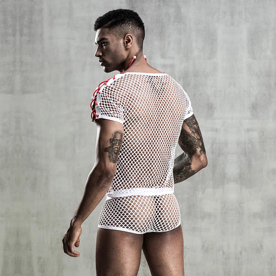 JSY Sexy Cosplay Lingerie Set Men Doctor Uniform Mesh Underwear Erotic Catsuit Bodysuit Lingerie Sexy Role Play Clubwear Outfits