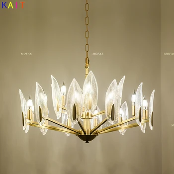 

New American Postmodern Copper Dining Room Led Pendant Chandelier Lights Foyer modern crystal chandelier