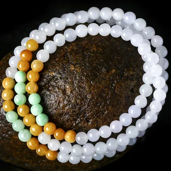 

Natural Emerald Tri Color Beads 6mm Necklace Charm Jewellery Fashion Accessories Hand-Carved Man Woman Luck Amulet Gifts A89