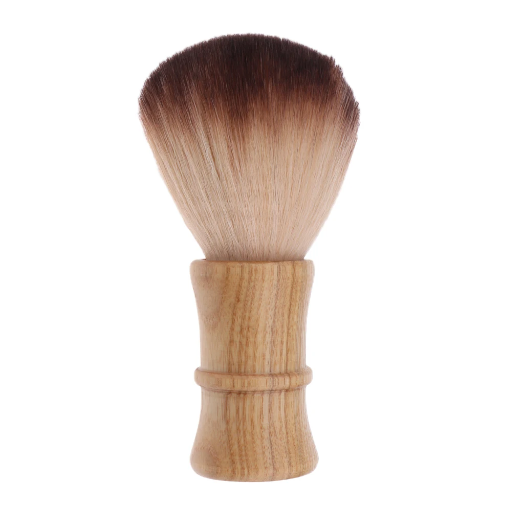 Barber Salon Soft Neck Face Duster Brush Shaving Hair Cutting Cleaning Brush with Wooden Handle