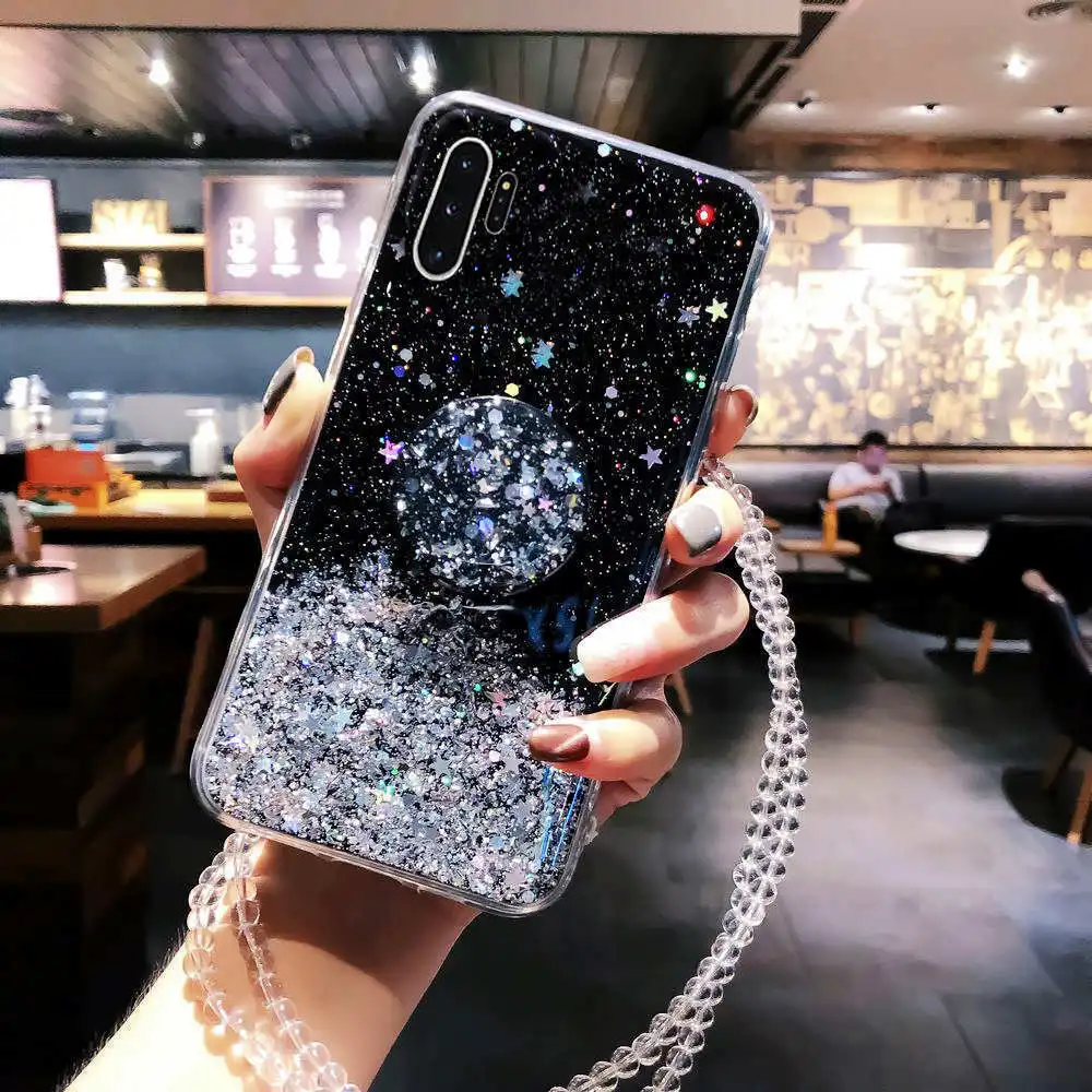 Блестящий чехол с блестками для OPPO A37 A39 A52 A57 A59 A71 A77 A73 A79 A83 A91 A92 A92S подставкой
