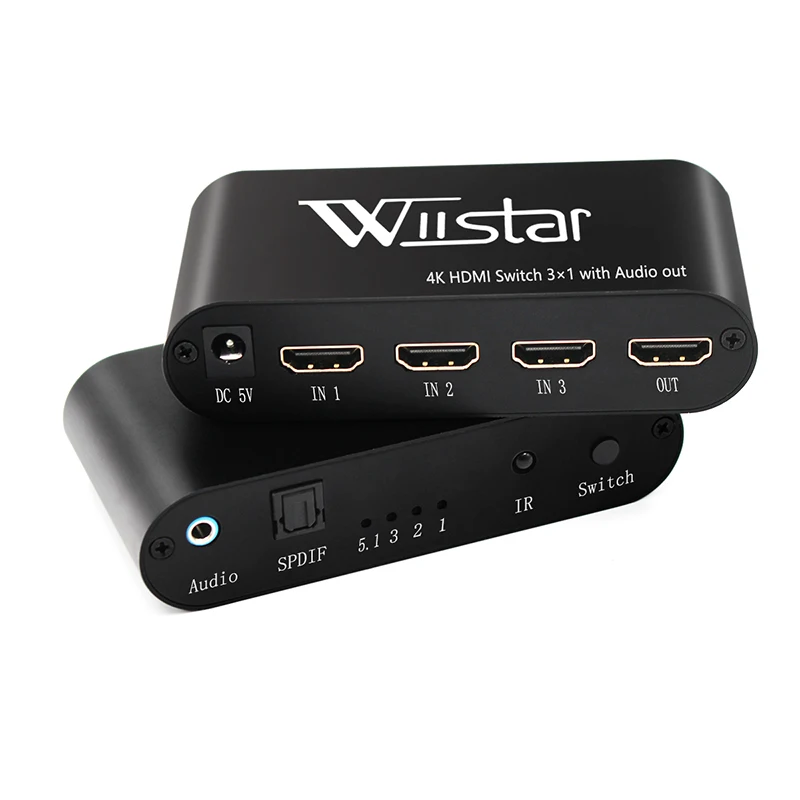 Wiistar HDMI коммутатор 4K 3 в 1 выход оптический 3,5 мм аудио выход Supprot AC3/DTS/Dolby декодер Hdmi аудио экстрактор